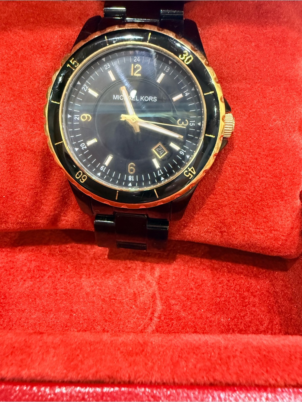 Michael Kors Black and Gold Round Dial Bracelet Watch